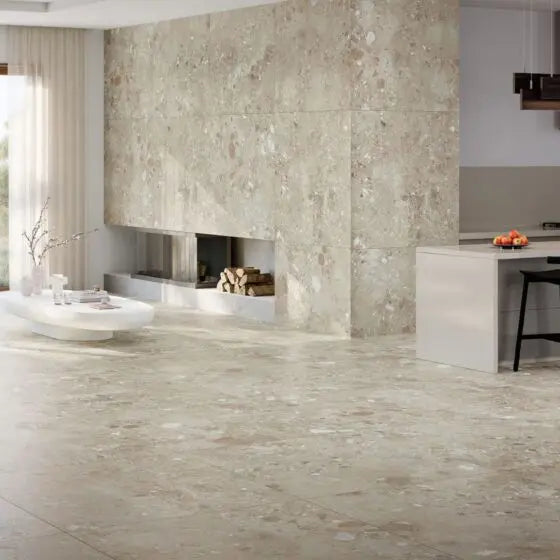Ama Natural Terrazzo Porcelain 90X90 cm matt Tile. from £44.99 Vero