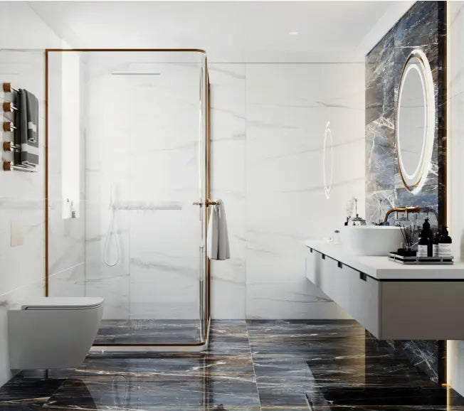 Andromeda polished 60x120 cm marble effect Porcelain Tiles from £24.99 sq.m Arts