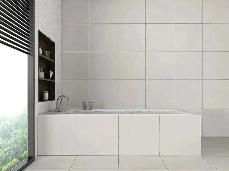 Siman Ivory 80x80 cm Concrete effect 80x80x cm Porcelain Tile from £25.99 sq.mvivido-tiles-uk 