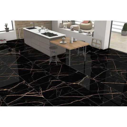 Atlantis Black & Gold 60x120 cm Polished Porcelain Porcelain Tile Vivido Tiles Harrogate 