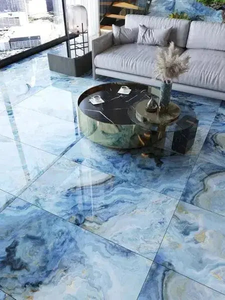 Blue Marble 60x120 cm Polished Porcelain Tile from £29 sq.m vivido-tiles-uk
