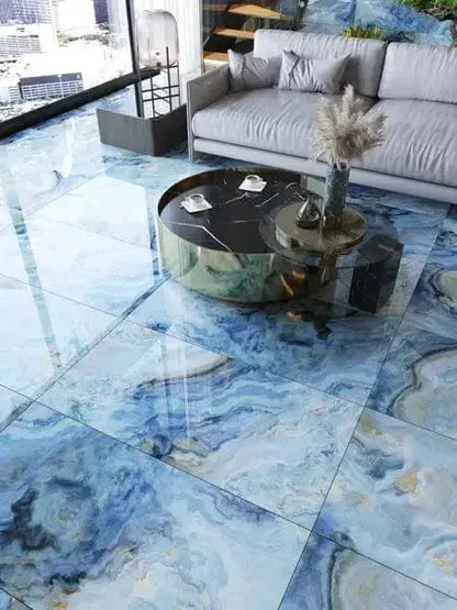Blue Marble 60x120 cm Polished Porcelain Tile from £29 sq.m vivido-tiles-uk