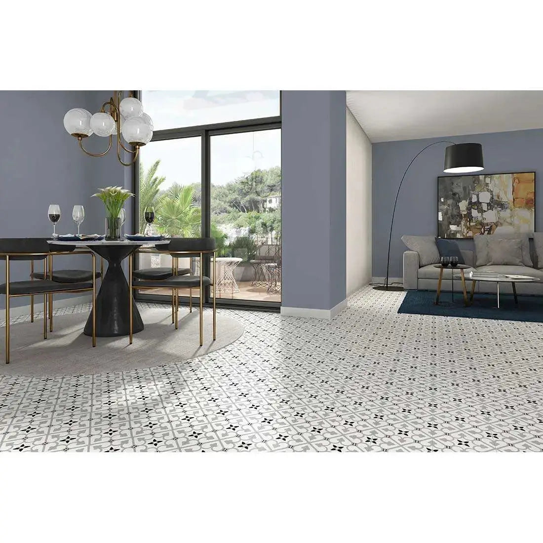 Brighton Grey 45 x 45 cm Retro Style porcelain Tile Vivido Tiles Harrogate 