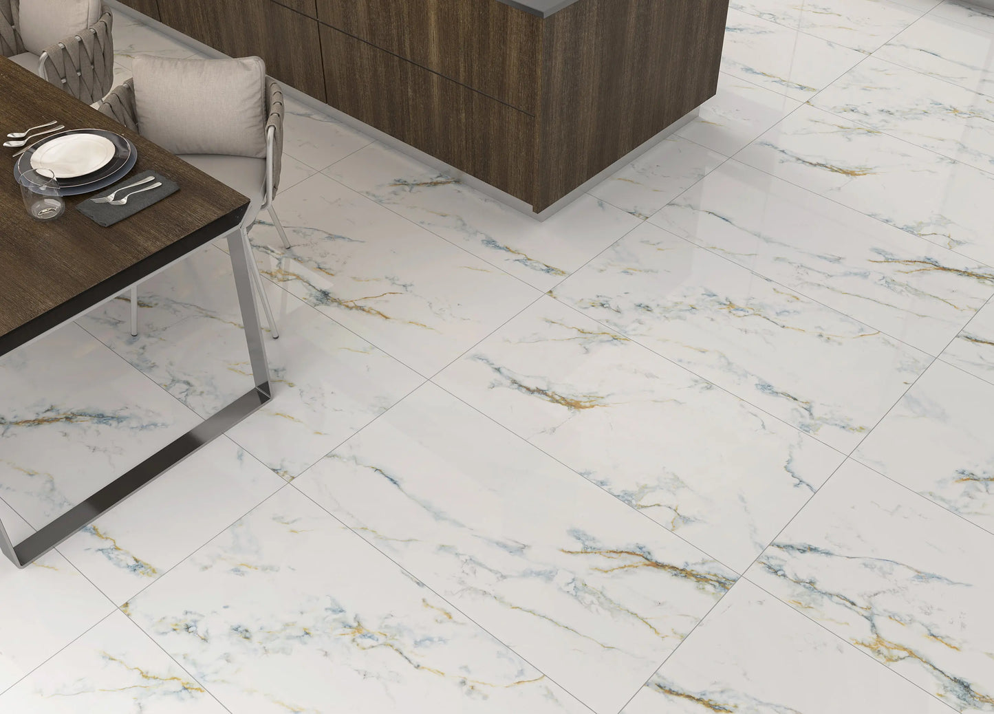 Calcatta Blue Veins polished 60x120 cm marble effect Porcelain Tiles from £34.99 sq.m Arts