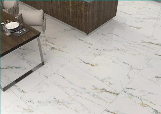 Carrara Blue Veins polished 60x120 cm marble effect Porcelain Tiles from £27.99 sq.m - Vivido Tiles
