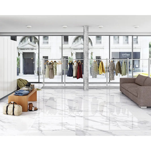 Carrara White 120x120 cm Large Polished Porcelain Tiles. from £39.99 sq.m Arts