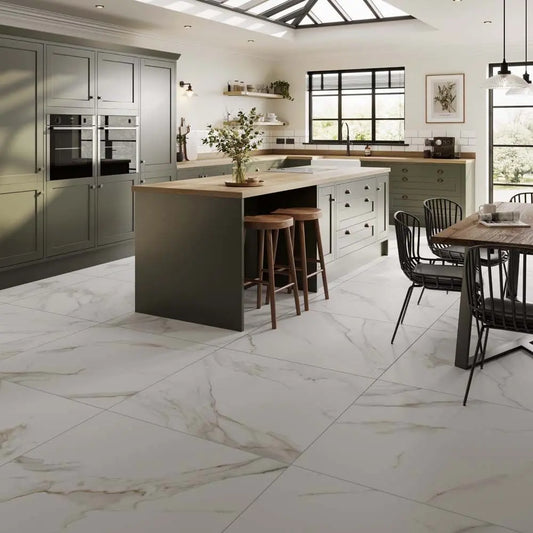 Carrara natural matt 100x100 cm marble effect porcelain tiles from £49.99 per sq.m Vero
