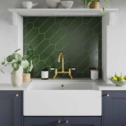 Cast Bottle Green Glazed Ceramic Wall Tile 100x300 mm £54.99 sq.m Vivido-tiles-harrogate