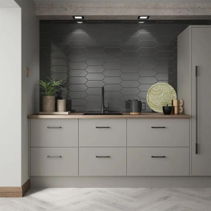 Cast Charcoal Glazed Ceramic Wall Tile 100x300 mm £54.99 sq.m Vero