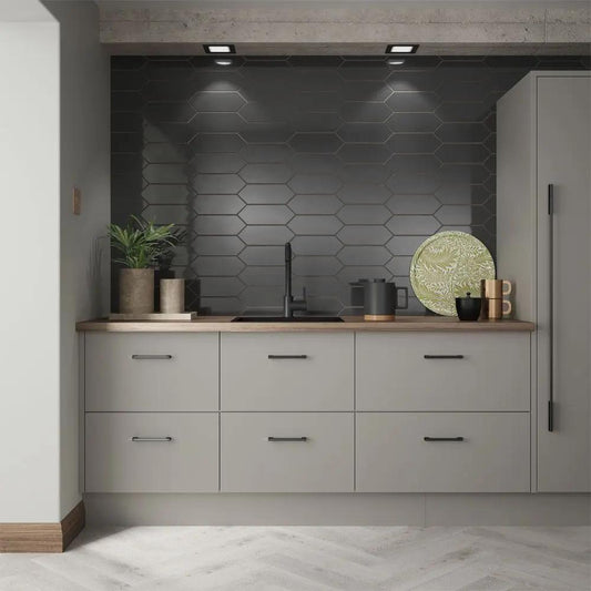 Cast Charcoal Glazed Ceramic Wall Tile 100x300 mm £54.99 sq.m Vero