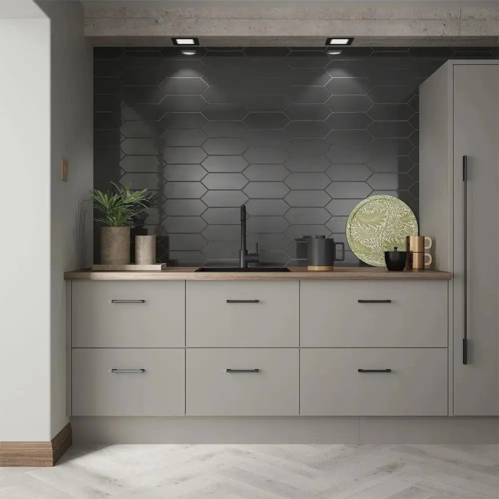 Cast Charcoal Glazed Ceramic Wall Tile 100x300 mm £54.99 sq.m Vivido-tiles-harrogate