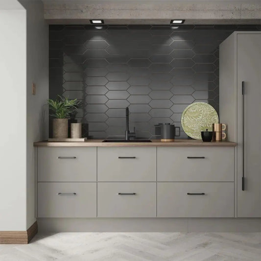 Cast Charcoal Glazed Ceramic Wall Tile 100x300 mm £54.99 sq.m Vivido-tiles-harrogate