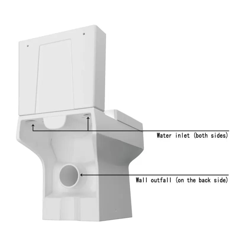 Close Coupled Toilet With White Soft Close Seat Dual Flush Square WC - Vivido Tiles