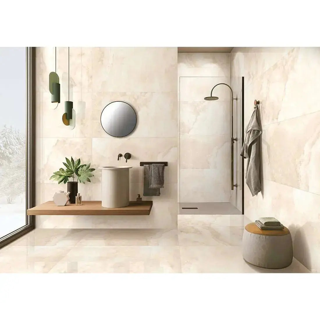 Cloud beige 60x120 cm Polished Porcelain wall and floor Tile. Vivido Tiles Harrogate 