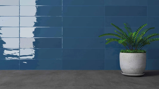 Crafted Gradient Plain Denim ceramic Wall Tile 75x300mm £64 sq.m Vero