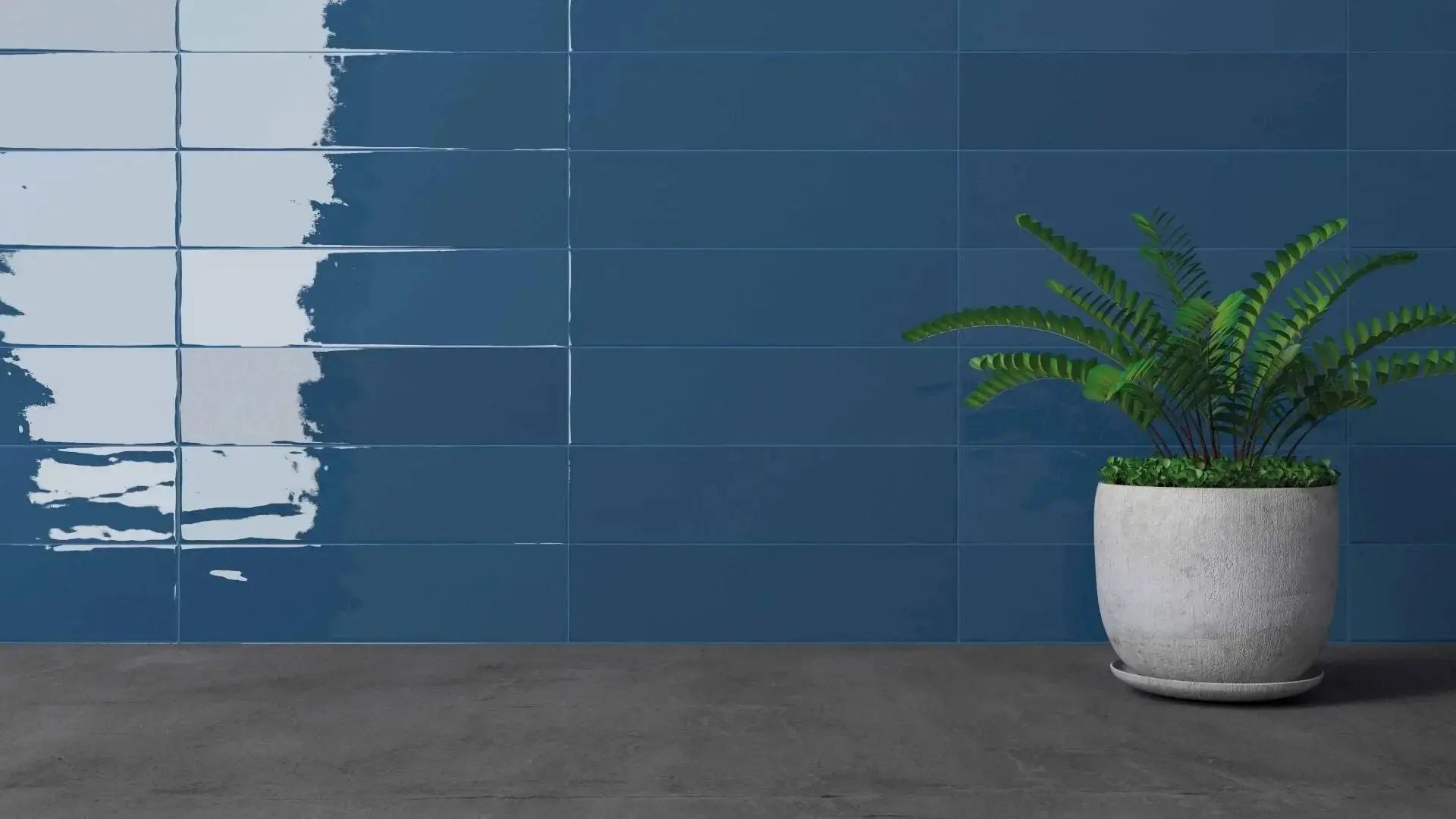 Crafted Gradient Plain Denim ceramic Wall Tile 75x300mm £64 sq.m Vivido-tiles-harrogate
