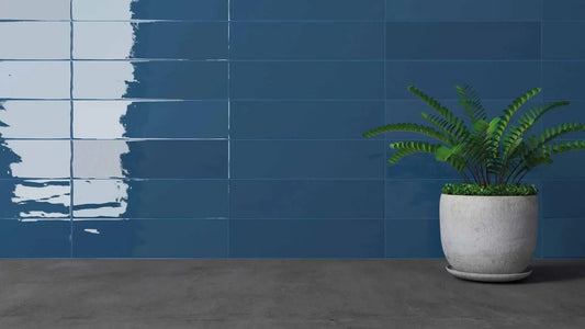 Crafted Gradient Plain Denim ceramic Wall Tile 75x300mm £64 sq.m Vivido-tiles-harrogate