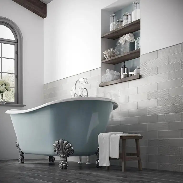 Crafted Gradient Plain Grey ceramic Wall Tile 75x300mm £64 sq.m Vivido-tiles-harrogate