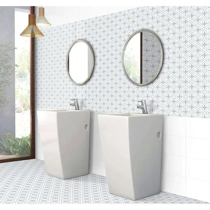 Cube Blue Patterned Tiles 20x20  Matt Ceramic wall and floor from ONLY £27.99 sq.m -Vivido-tiles-uk