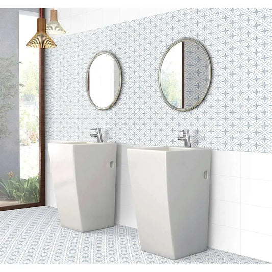 Cube Blue Patterned Tiles 20x20  Matt Ceramic wall and floor from ONLY £27.99 sq.m -Vivido-tiles-uk