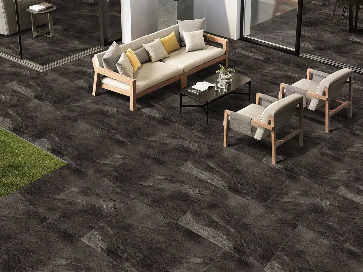 Earth Black 600x900x20 mm Outdoor Porcelain Tiles Paving slabs ONLY £24.99 sq.m vivido-tiles-yorkshire