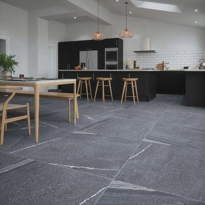 East Anyhracite 100x100 cm marble effect porcelain tiles from £49.99 per sq.m Vero