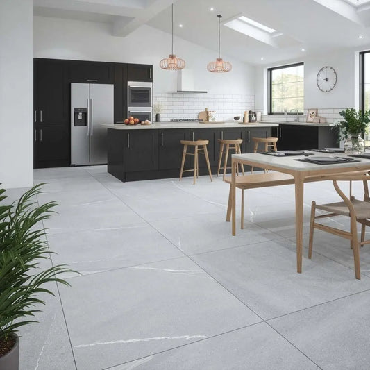 East Grey 100x100 cm marble effect porcelain tiles from £49.99 per sq.m Vero