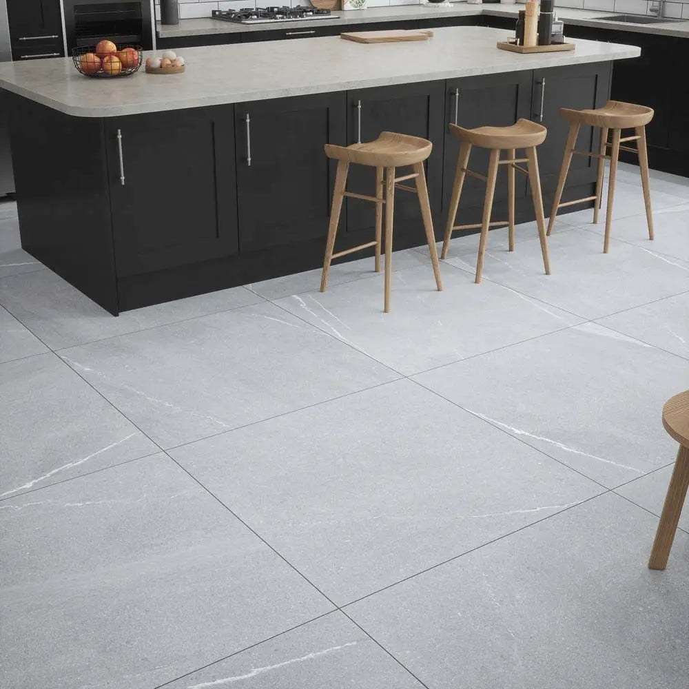 East Grey 100x100 cm marble effect porcelain tiles from £49.99 per sq.m Vero