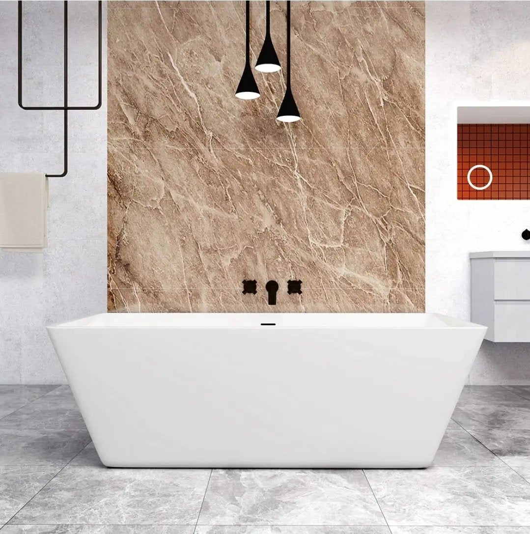 Freestanding Double Ended Bath Tub 1700x800mm Integral Waste & Overflow - Vivido Tiles