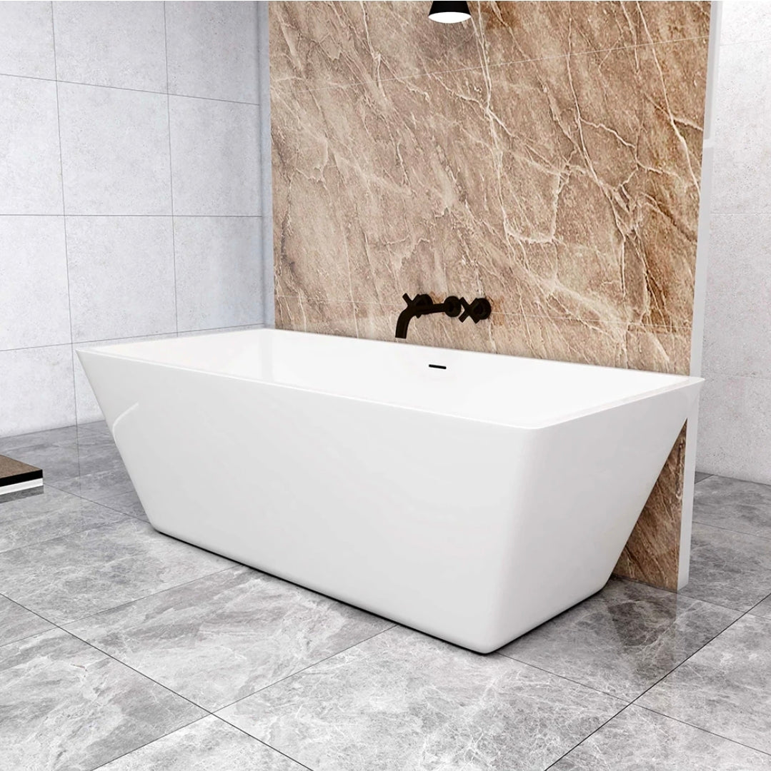 Freestanding Double Ended Bath Tub 1700x800mm Integral Waste & Overflow - Vivido Tiles