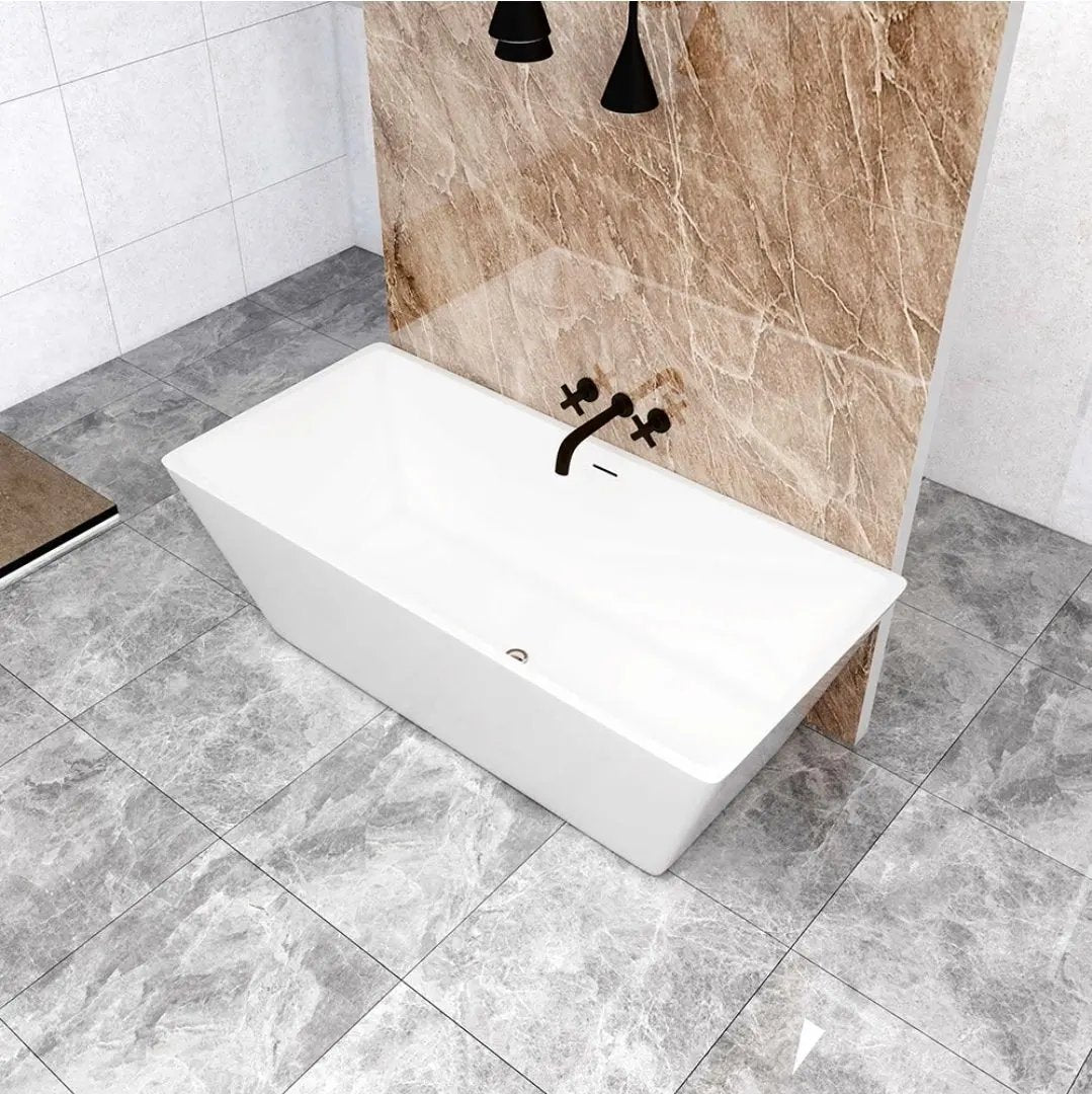 Freestanding Double Ended Bath Tub 1700x800mm Integral Waste & Overflow - Vivido Tiles