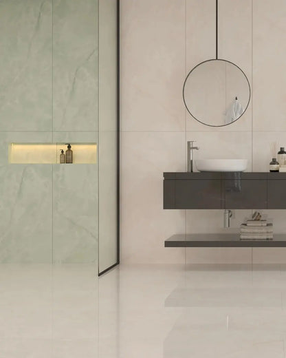 Ginza Verde polished 60x120 cm marble effect Porcelain Tiles from £29.99 sq.m TS