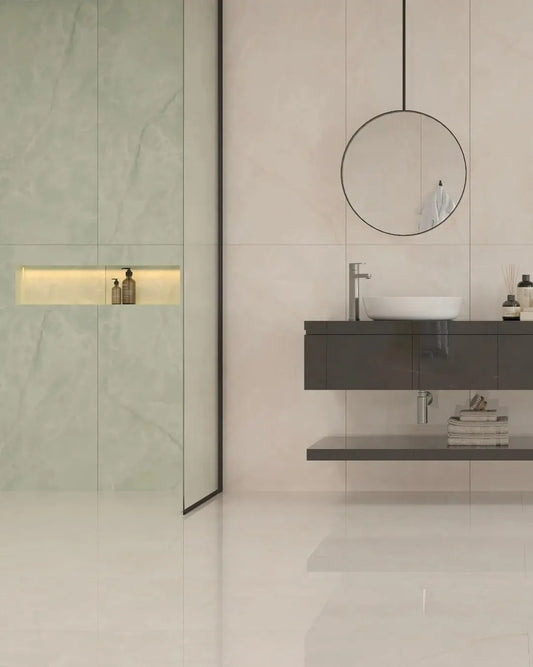 Ginza Verde polished 60x120 cm marble effect Porcelain Tiles from £29.99 sq.m TS