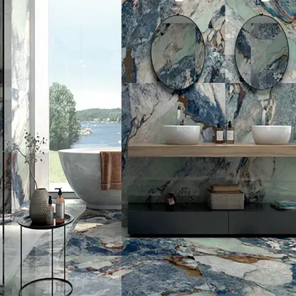 Greta Blue 120x120 cm Large Polished Porcelain Tiles. from £59.99 sq.m vivido-tiles-uk