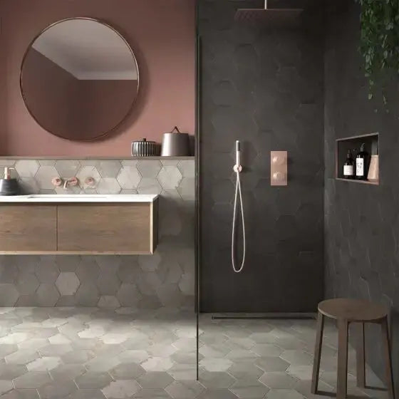 Hex Anthracite 175x202 mm  Feature wall Tiles  £47.99 sq.m vivido-tiles-uk