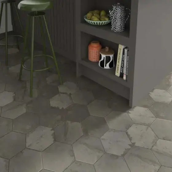 Hex Steel 175x202 mm  Feature wall Tiles  £47.99 sq.m vivido-tiles-uk