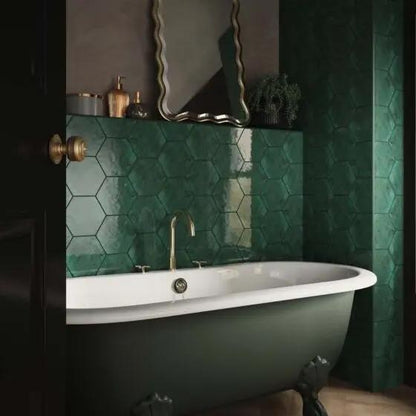 Hope Green Hexagon Gloss Ceramic Wall 150x173 mm - £49.99 sq.m Vero