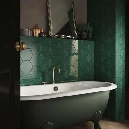 Hope Green Hexagon Gloss Ceramic Wall 150x173 mm - £49.99 sq.m Vivido-tiles-harrogate