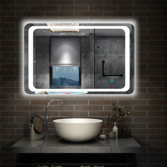 Bathroom Mirror with LED Lights, Anti Fog Touch Sensor Switch IP44 Rated