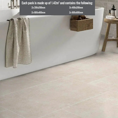 ITALIAN Luciana Chalk Matt Glazed Porcelain Modular Opus Pack 1.42m2 £79 vivido-tiles-uk