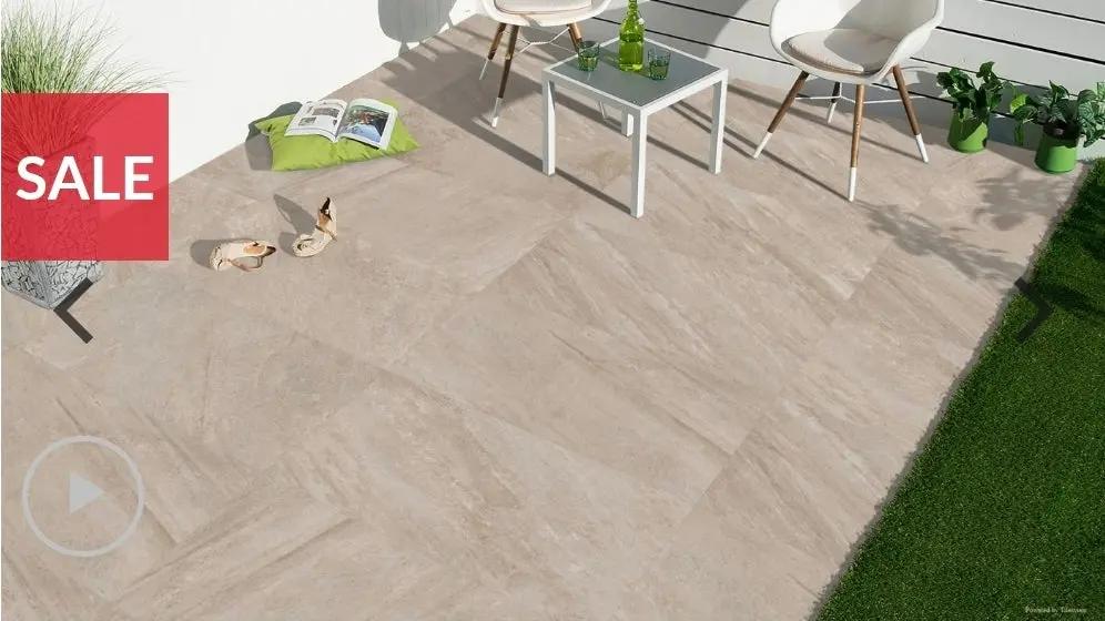 Indian Beige 600x1200x20 mm Outdoor Porcelain Tiles Paving.  £35.50 sq.m - Vivido Tiles
