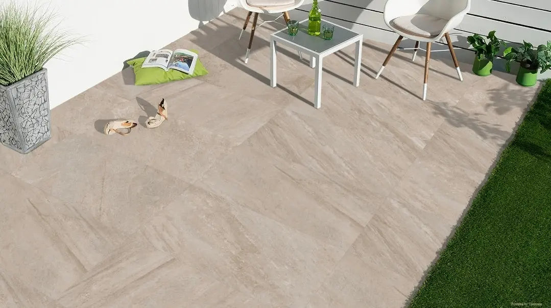 Indiana Beige 600x1200x20 mm Outdoor Porcelain Tiles Paving.  £38.99 sq.m Bien