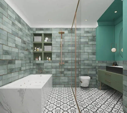 Juno Emerald polished Ceramic Wall Tiles 30x90 cm from £29.99 sq.m vivido-tiles-uk