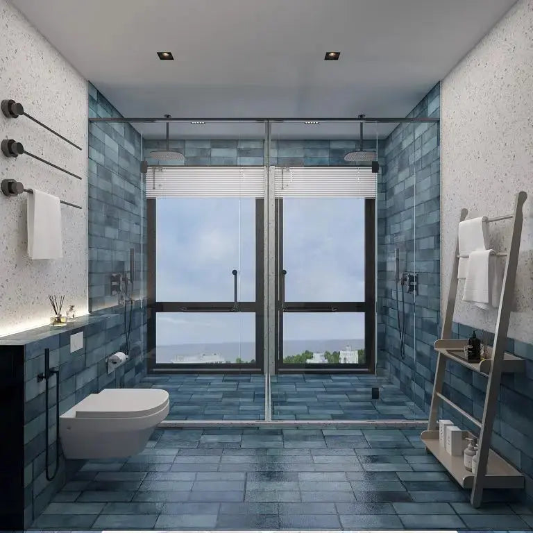 Juno Sapphire polished Ceramic Wall Tiles 30x90 cm from £29.99 sq.m vivido-tiles-uk