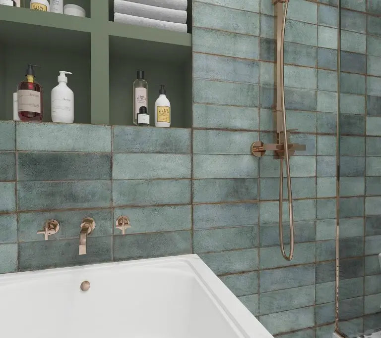 Juno Emerald polished Ceramic Wall Tiles 30x90 cm from £29.99 sq.m Bien