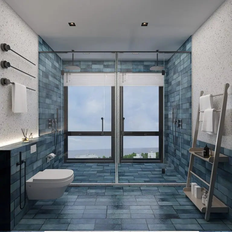 Juno Sapphire polished Ceramic Wall Tiles 30x90 cm from £29.99 sq.m Bien