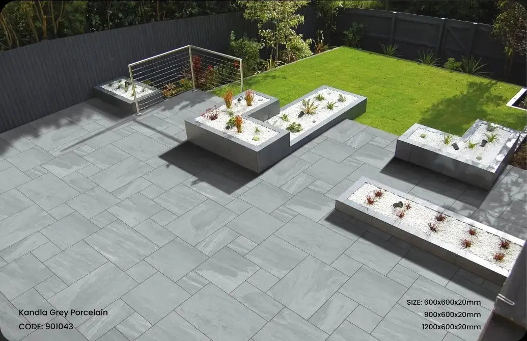 Kandla Grey 600x900x20 mm Outdoor Porcelain Tiles Paving slabs ONLY £24.99 sq.m Vivido Tiles Uk 