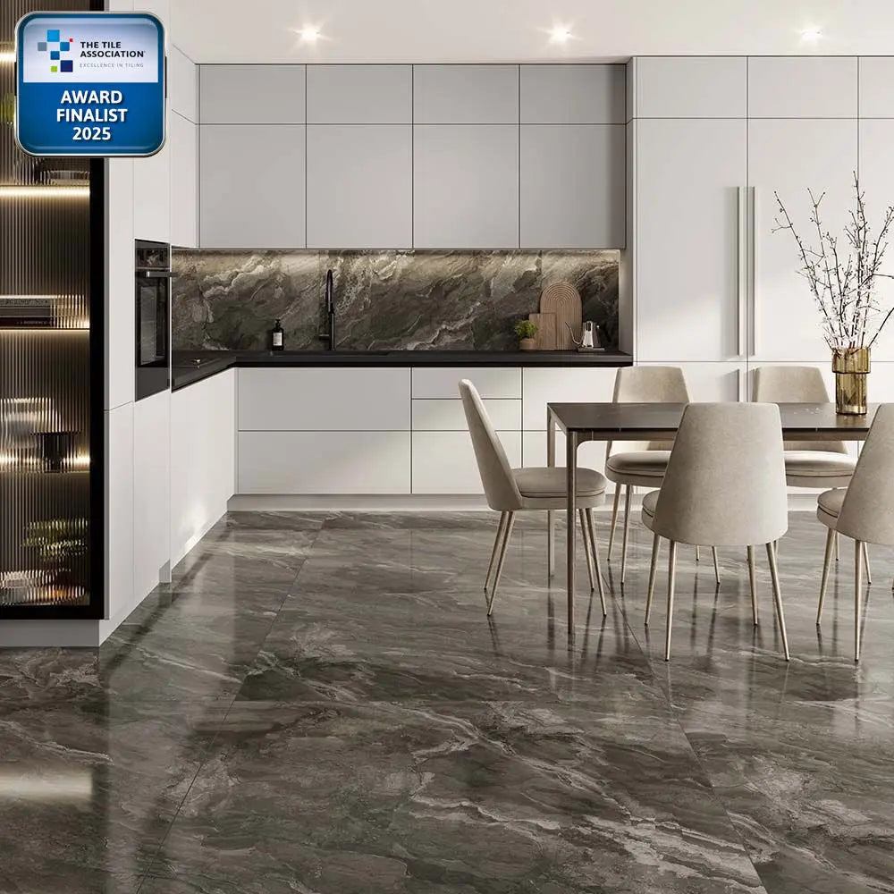 Kona 100x100 cm marble effect polished porcelain tiles from £54.99 per sq.m Vero