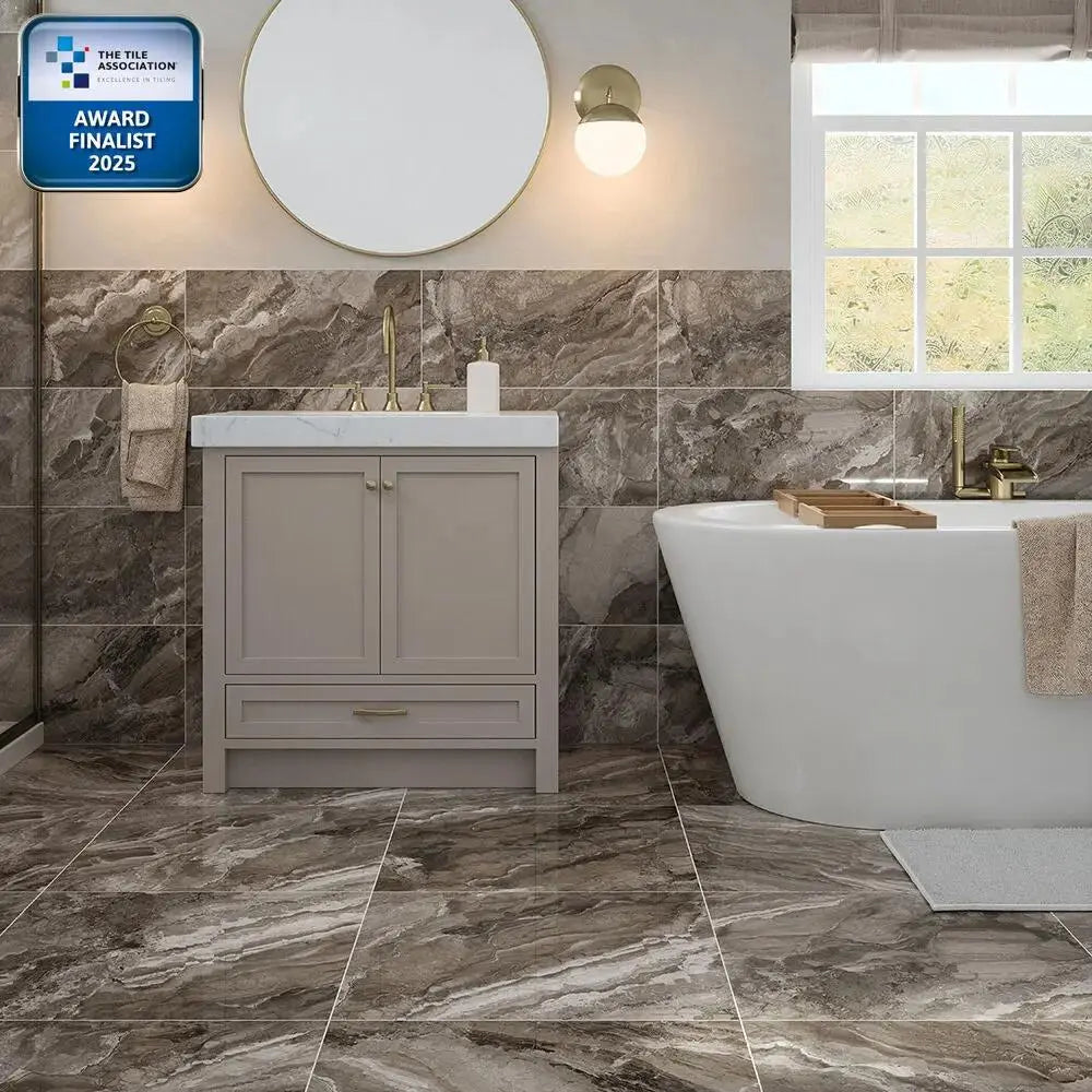 Kore Slate Grey Glazed Porcelain Wall & Floor Tile 300x600mm £33.99 sq.m vivido-tiles-harrogate