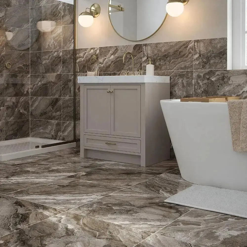Kore Slate grey Porcelain Tile 600x600 mm Wall & Floor £39.99 sq.m - vivido-tiles-harrogate